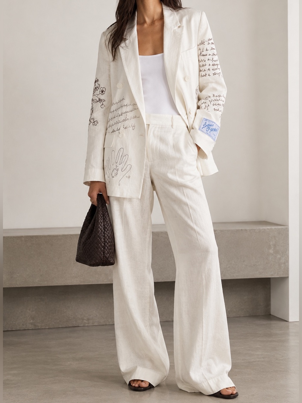 Lingua Franca x Robert Lazzarini Chora Embroidered Linen Blazer NWT Small